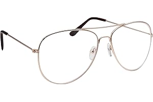 grinderPUNCH New Non-Prescription Premium Aviator Clear Lens Glasses Gold