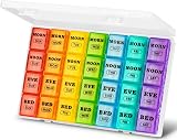 Mossime XL 7 Day Pill Box 4 Daily Compartments Weekly Organiser Large
