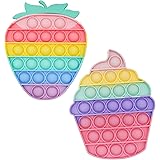 Tociney Push It Bubble Pop Fidget Toy Pack , Pop Toy, Silicone Bubble Squishy Toys for Kids and Adults - 2Pcs Pack (Multi-Col