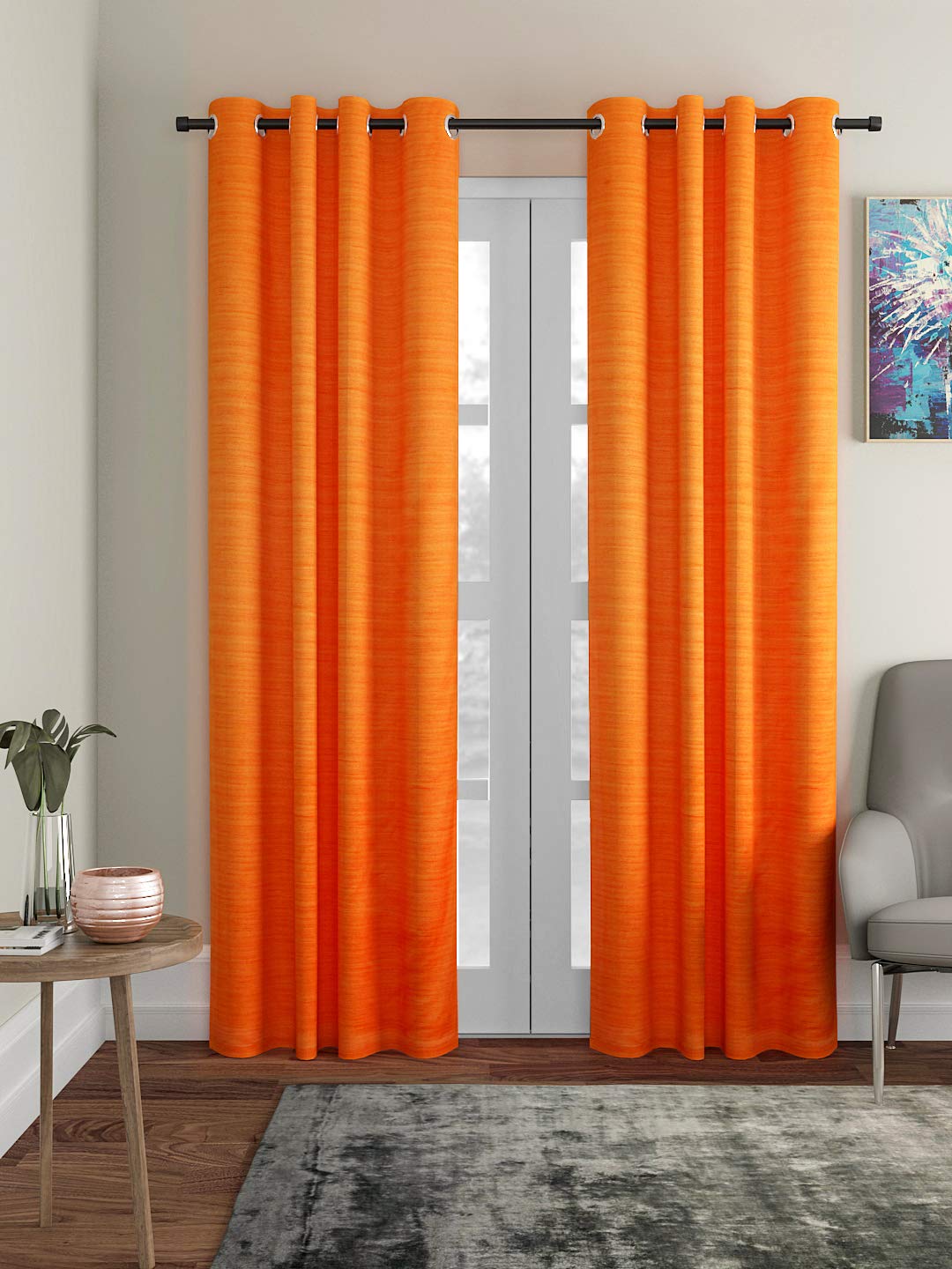Buy Soumya High end Faux Raw Silk Orange Lining Curtain, 1 pc Lining