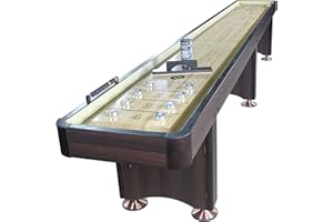 Playcraft Woodbridge Shuffleboard Table with Storage Cabinet - Shuffle Board Game Table Set with Matching Abacus, 8 Pucks, Brush & Wax (Made in USA) - Pro Style Climate Adjusters