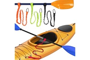 LVSNRO Paddle Leash Kayak Paddle Holder Tool Lanyard - 2 Pack Stretchable Paddle Strap with Carabiner Secure Leash Lanyard Rope for SUP Kayak Canoe Paddle Fishing Pole Rod
