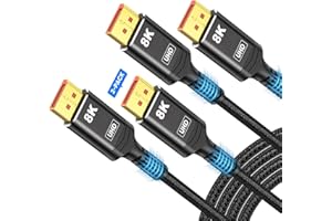 Capshi VESA Certified 1.4 DisplayPort Cable 2-Pack 10FT 8K DP Cable (8K@60Hz, 4K@144Hz, 1080P@240Hz) HBR3 Support 32.4Gbps, HDCP 2.2, HDR10 FreeSync G-Sync for Gaming Monitor 3090 Graphics PC