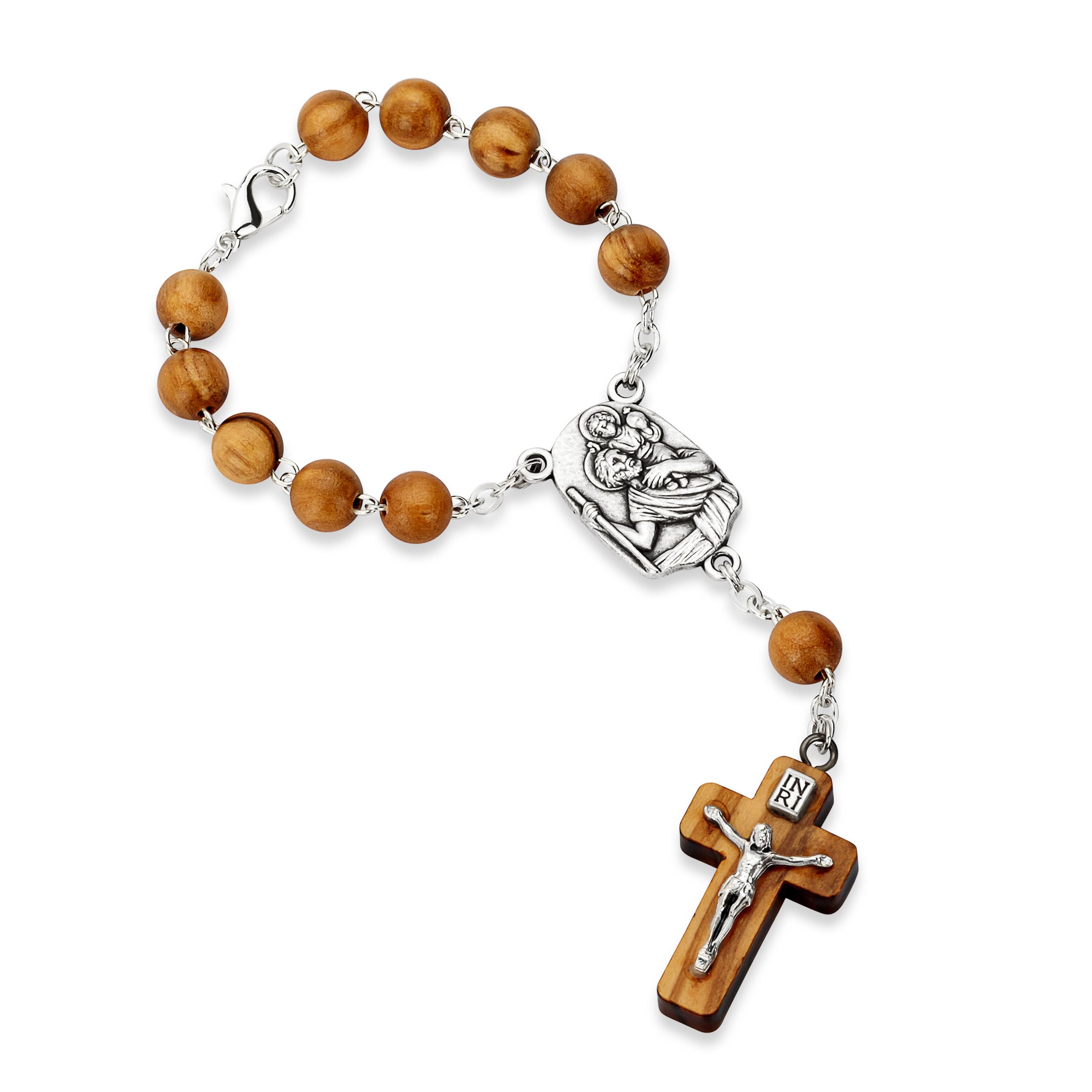NKlaus 16 cm Zen Rosary St Christopher Real Wood 3 x 2 cm Kruzfix Pilgrimage 14447