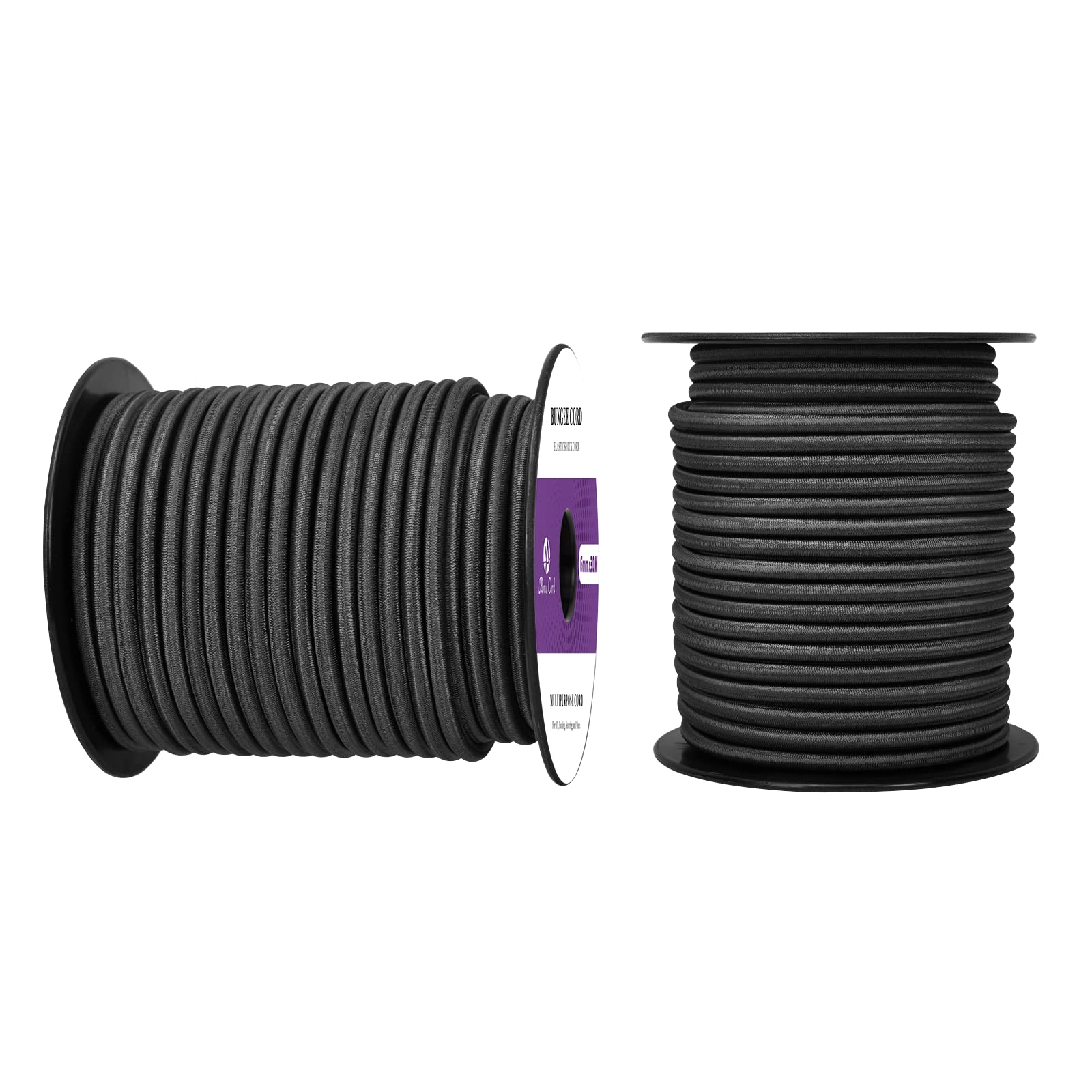 Abma Cord Bungee Cord 6mm 30M Elastic Shock Cord 100% Stretch Elastic Bungee Rope for Tarpaulin, Trailer, Backpack, Tent Pole, Kayak - Black — image 1