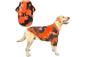 PriPre Dog Cotton Colorful Black Orange T-Shirts Soft and Stretchy Dog Shirt Pajamas Pets Clothes for Large Dogs(Large Black)