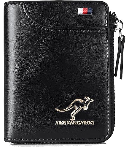 Men Wallet Zipper Genuine Leather Purs, Aiks Kangaroo Wallets, PU