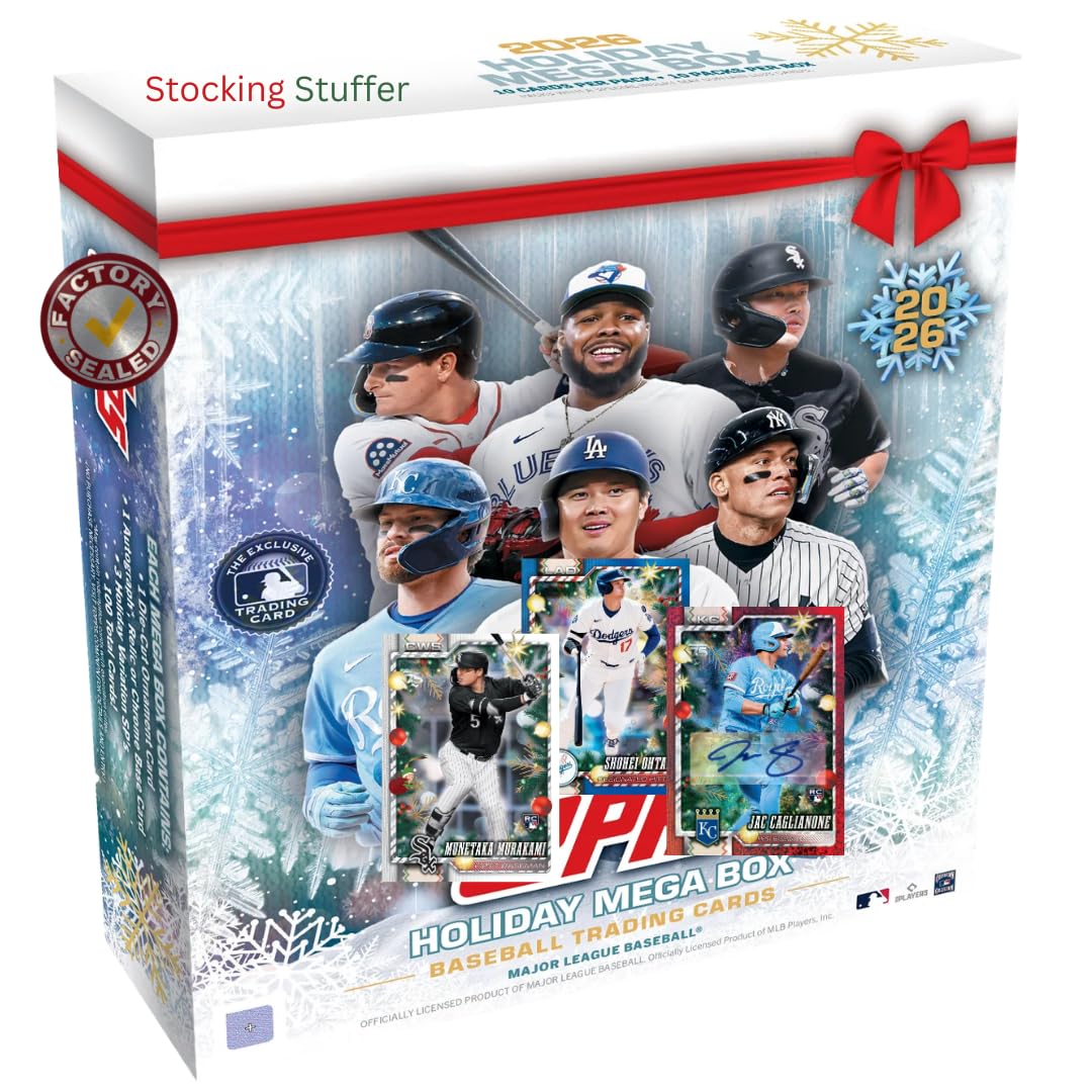 NEW | 2026 ToppsHOLIDAY Baseball Cards | Mega Box | Factory Sealed | 1 Autograph, Relic or Chrome Base Card Per Box | Perfect