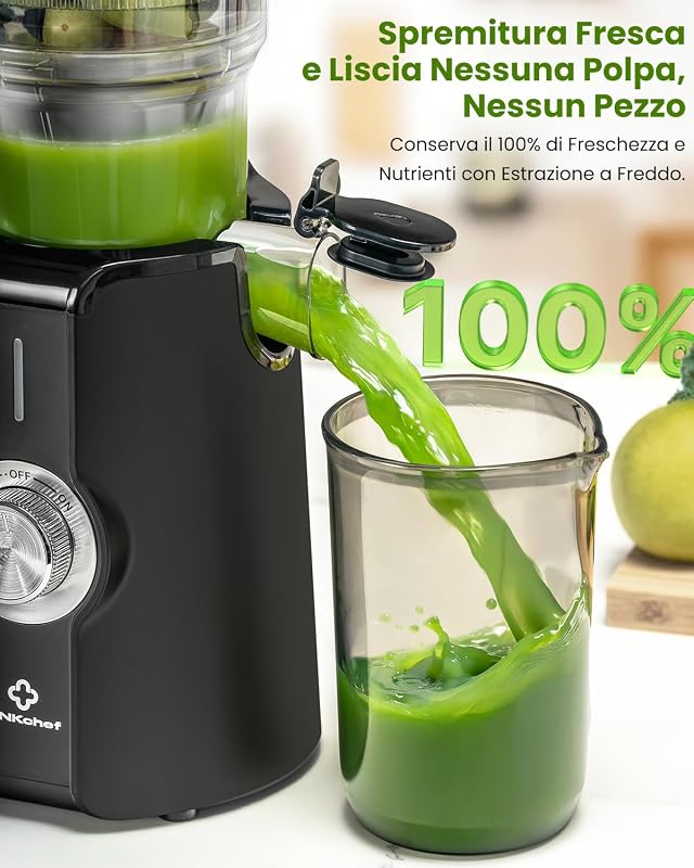 Estrattore di Succo a Freddo, Facile da Pulire, 1.2L 200w Nero