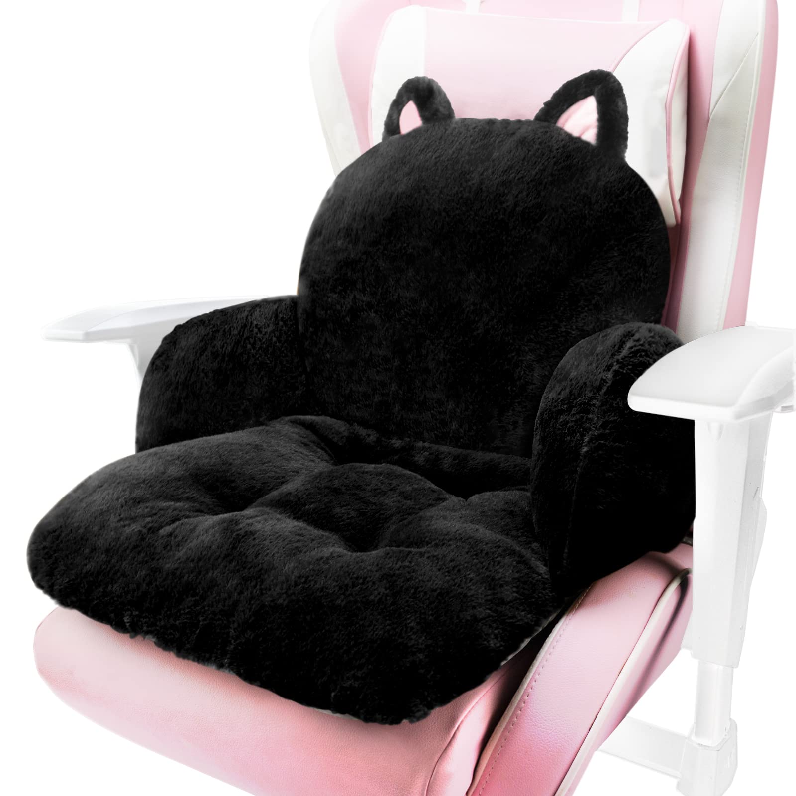 Computer Chair Cushion Black Cute Desk Seat Cushion With Backrest