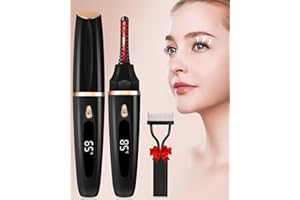 BEAUTYCURLS Heated Eyelash Curlers - Eye Lash Curler Heat with Eyelash Comb - Electric Eyelash Curler - Rizador De Pestañasey LED Display 3 Temp Settings USB Charge Natural Curling 24H for Women Makeup Tool Gifts