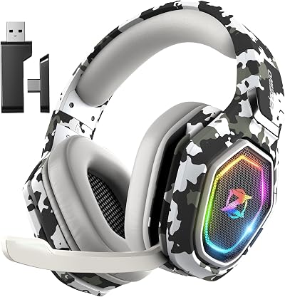 Ozeino Wireless Gaming Headset 2.4GHz 40H Battery PS5 PS4 PC USB Type-C