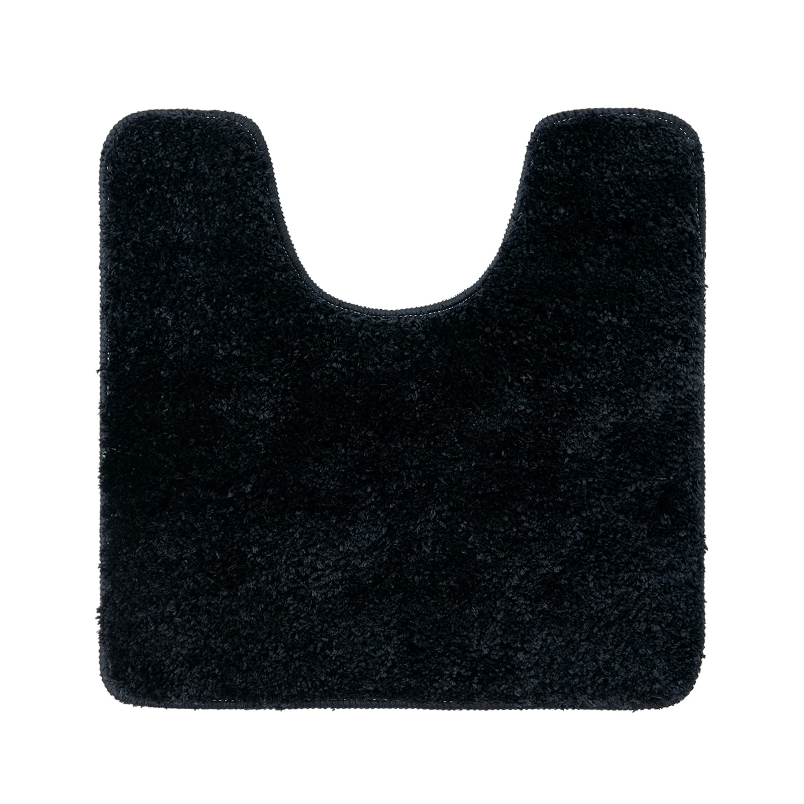 MIULEE Absorbent WC Toilet Rug Non Slip U Shape Bath Mat with High Hydroscopicity Rugs Super Soft Cozy and Shaggy Microfiber Rug Carpet for Bathroom 45x45 cm Black