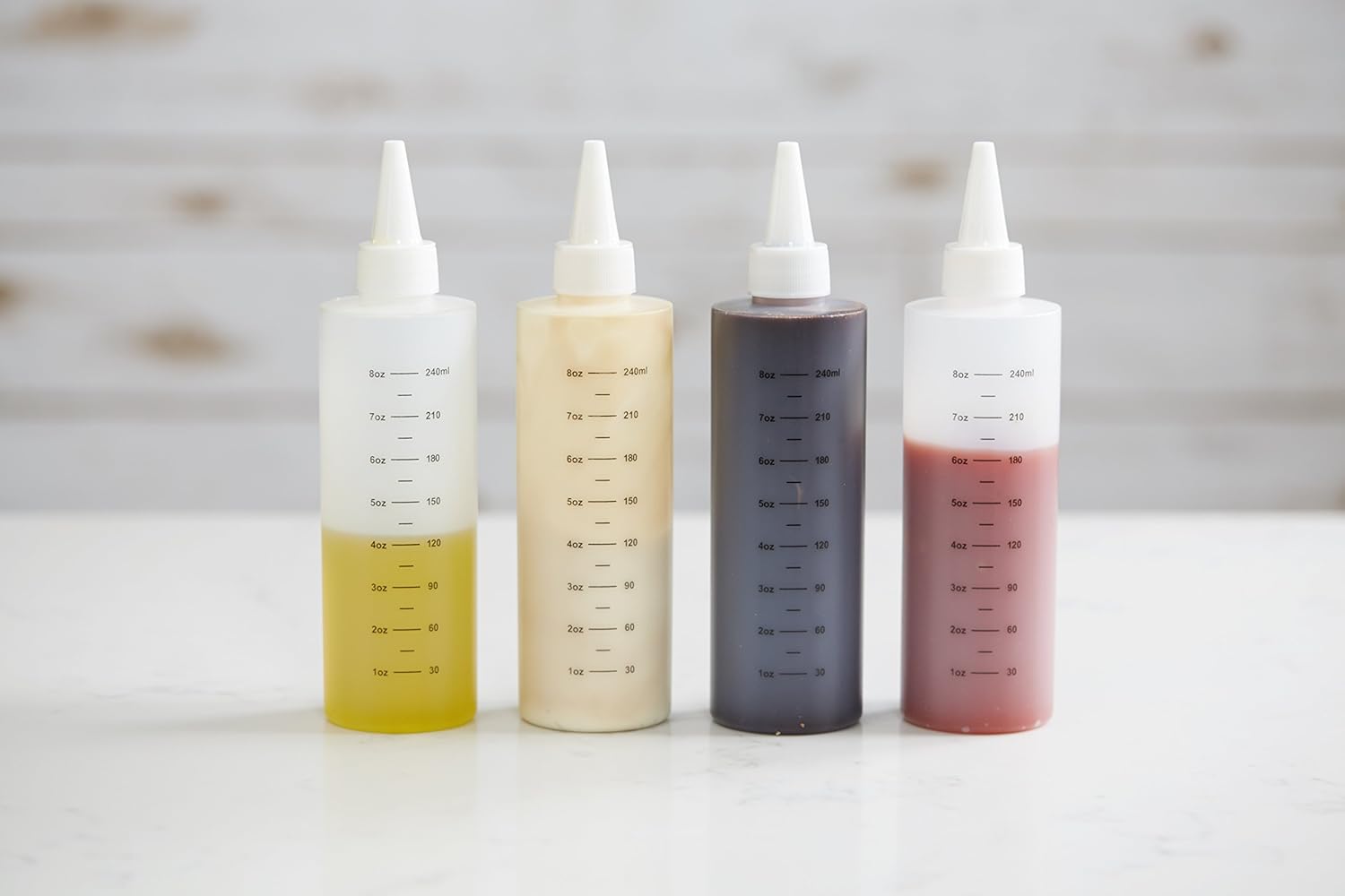 Tovla Plastic Squeeze Bottles with Leak-Proof White Cap, 16-Oz, Set of 4: Industrial & Scientific