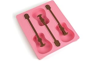 Dolly Parton Guitar Ice Mold Tray, Pink, Creates Three Guitar Frozen Drink Stirrers, Great for Music Lovers