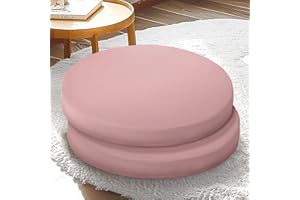 ROFIEJOX Floor Cushion, Round Floor Pillow for Adults and Kids, Cozy Velvet Meditation Cushion for Indoor Living Room Bedroom Tatami, Indoor Dining Chair Cushion (20x20x3 inch) Dusty Pink