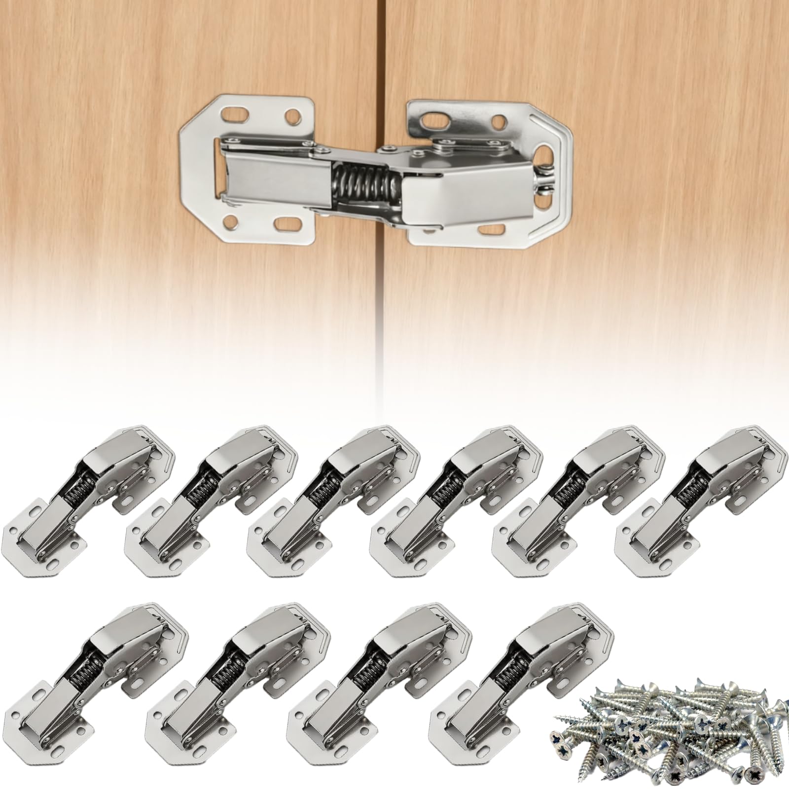 Photo 1 of 10PCS Hidden Cabinet Hinges, No Pre-Drilled Soft Close Cabinet Hinges, Will Come with Screws for Easy Installation