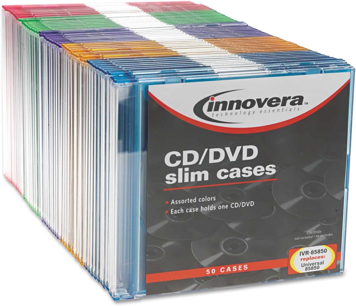 ivr85850 – CD/DVD poliestireno delgada línea caja de almacenamiento: Amazon.es: Hogar