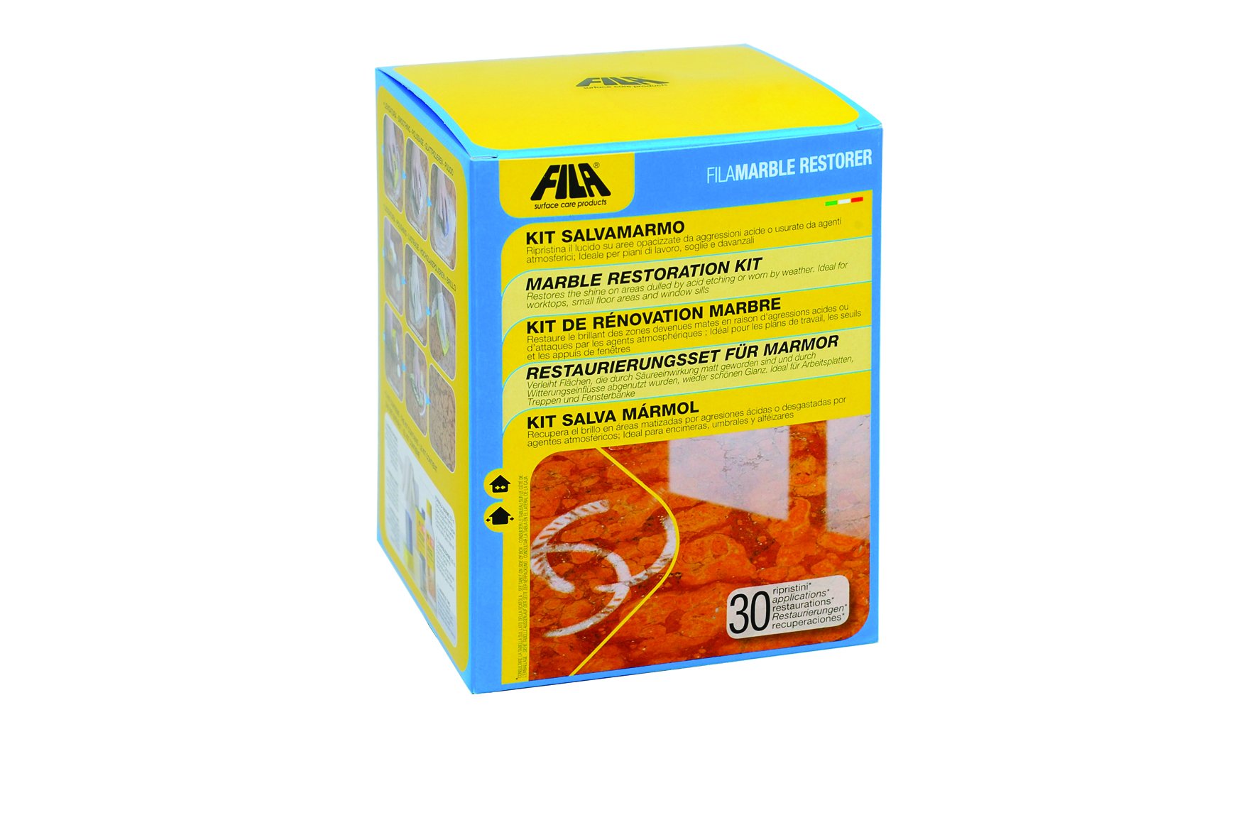 FILA Surface Care Solutions Marble Restoration Kit - Marble Kit Repair, Rejuvenate, Maintain, Clean Marble, Kitchen Counter, Bathroom Coutertop, Travertine, Natural Stone