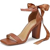 Lace Up Bow Heels for Bride Pearl Embellished Block Wedding Shoes for Bride White Heels with Bows On Back