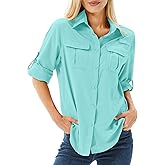 Toumett Women's UPF 50 Long Sleeve Sun Protection Shirts Safari Fishing Hiking