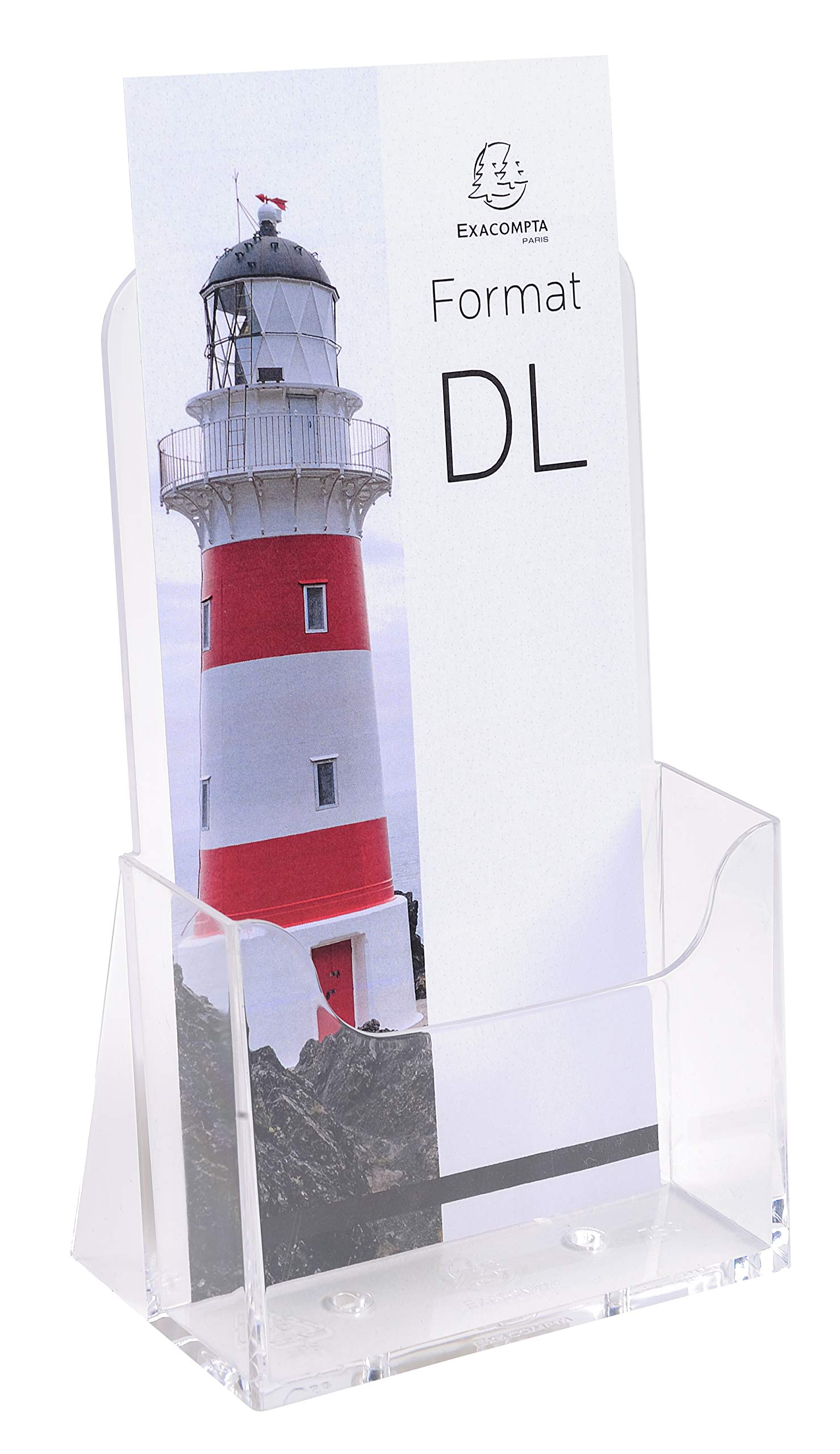 Exacompta - Ref 75058D - Counter Display for A5 Documents - 173 x 73 x 214mm in Size, Pre-Assembled, Made From Clear Polystyrene, 28mm Deep Pocket - Clear