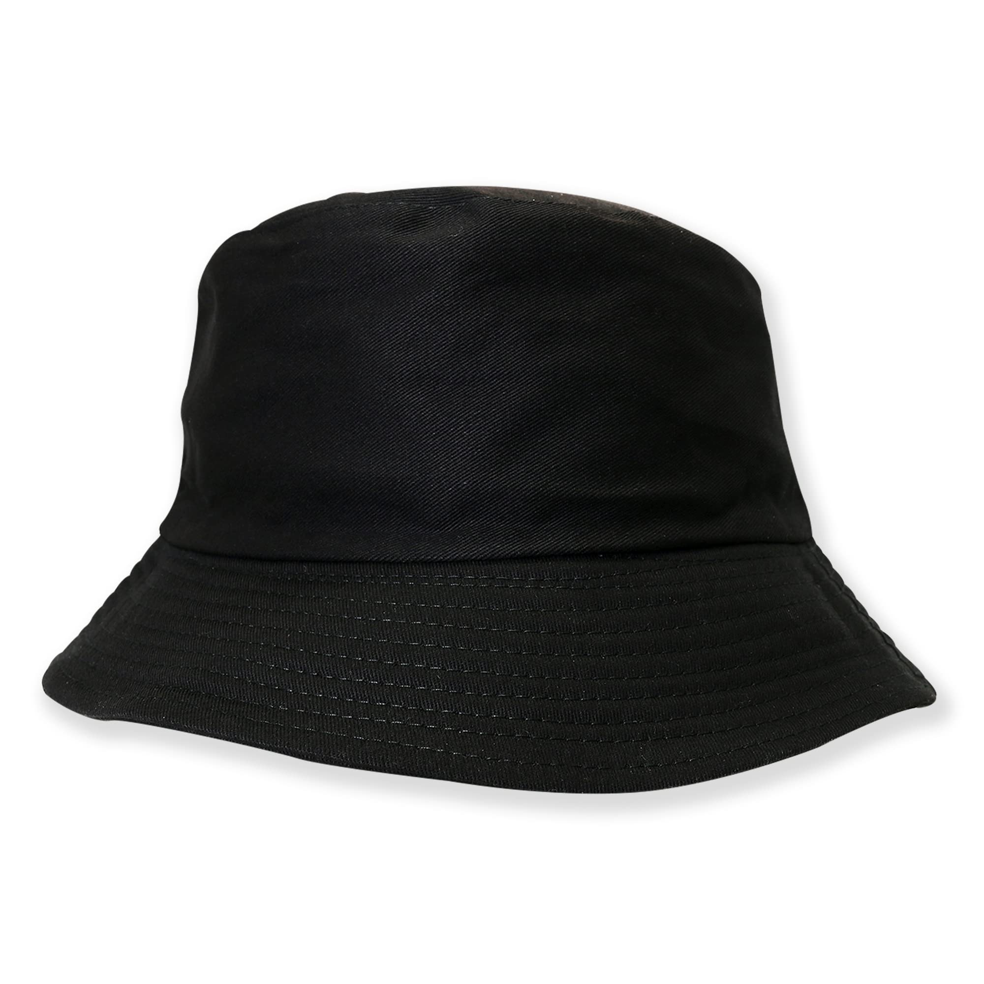 Robelli Unisex Reversible Summer Bucket Hat - Fun Festival Colourful Designs (BH25 Plain Black) — image 1