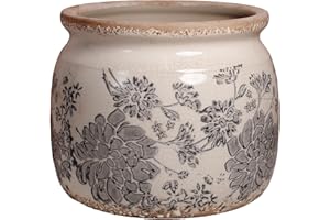 Xiaan Jiaju Ceramic Planters for Plants, Plant Pots with Drainage Hole, 6.29in. Flower Pots for Indoor Plants, Vintage Planters & Succulent Pots, Crackle Glaze Finish Plant Pots, Gray