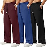 Neer 3 Pack Men's Sweatpants Lightweight Athletic Drawstring Open Bottom Pants Workout Running Lounge Pants with Pocket