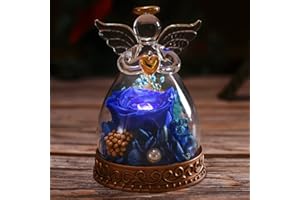 Aastin Angel Gifts for Women, Mom, Grandma, Preserved Real Rose in Glass Angel Figurine with LED Light, 1PSC Rose Gifts on Mother's Day, Christmas, Birthday, Valentine's Day (Navy)