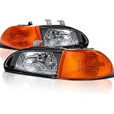 SPEC-D TUNING Black Headlights + Amber Corner Lights | For 1992-1995 Honda Civic EG 4Dr Sedan
