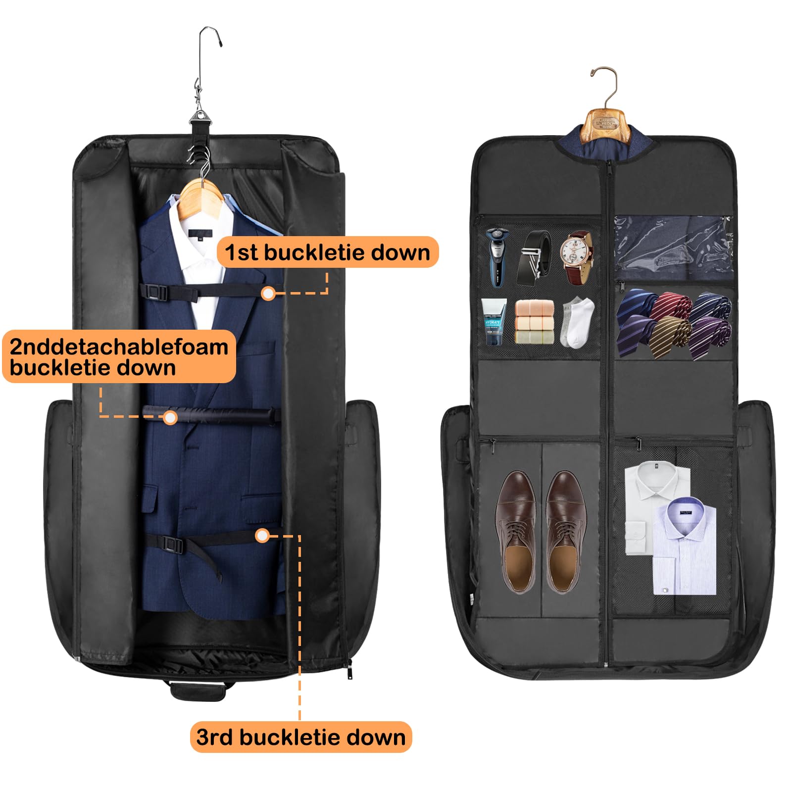 Noozion Garment Bag for Travel Large Carry On Suit Bag Hanging Travel Suit Bags Waterproof Suitcase Luggage Bag for Men Women Business Trips with Shoulder Strap