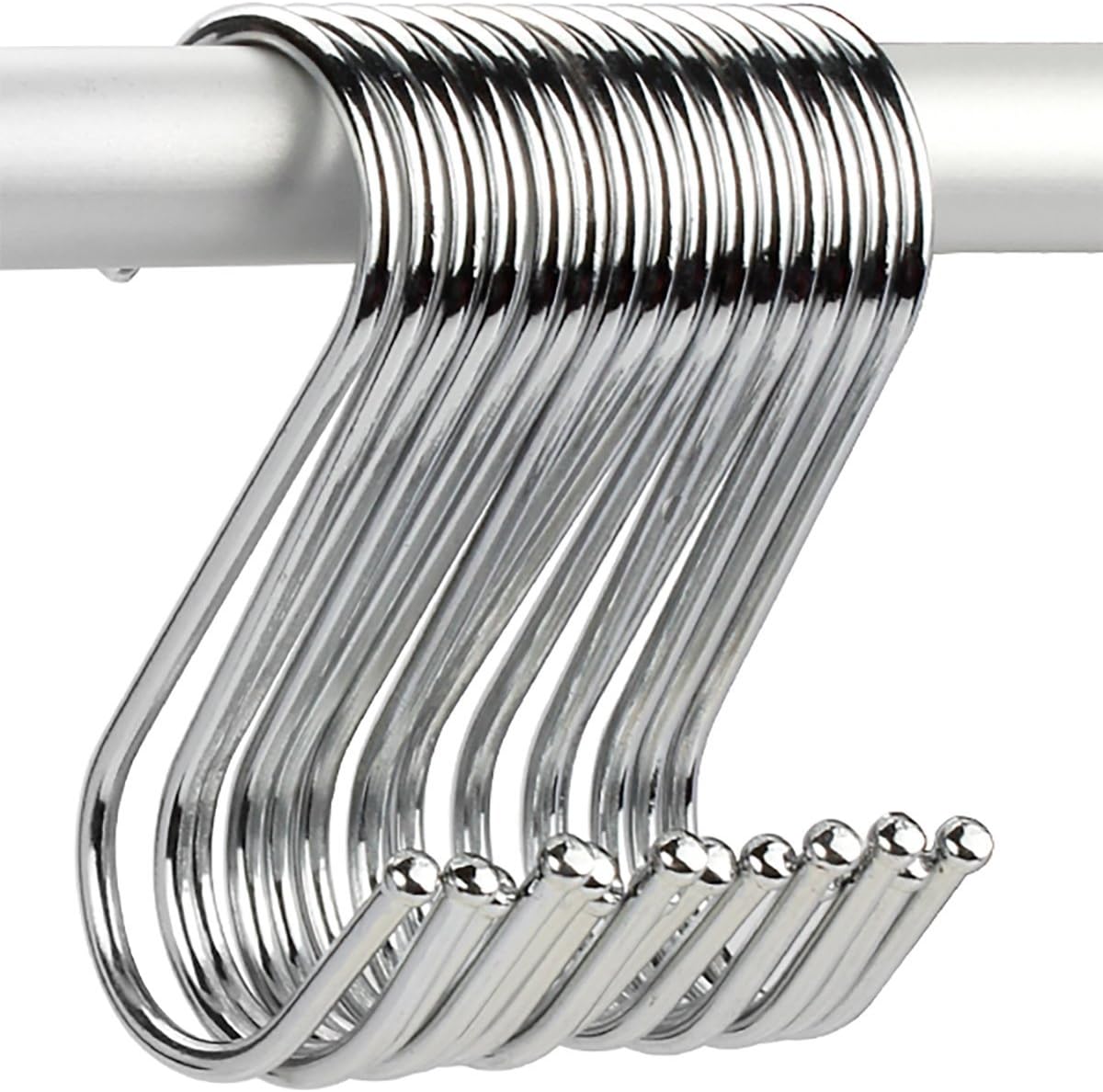 Gikbay S Hooks-Heavy-Duty Stainless Steel Hook, Gardening Tools for Plants, Silver Hanging Hooks Installation Hardware Designed for Any Kitchen (M, 20 Pcs)