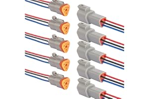 WOODGUILIN Deutsch DT 3 Pin Connector,3 Way DT Automotive Waterproof Electrical Connector Male Female Plug Wiring Harness,with 16 AWG Cable Wire,for Car,Truck,Boats,LED Work Light.（5 Pairs,3P DT Gray）
