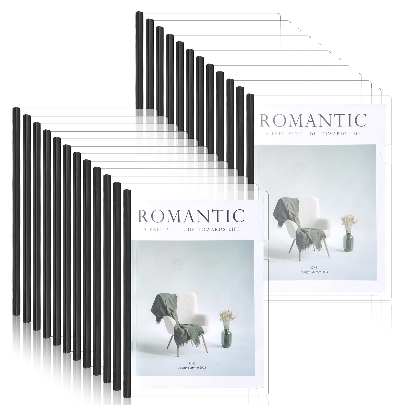 Photo 1 of 100 Pack Clear Report Covers with Sliding Bars, Presentation Folders for Letter Size 70 Sheet Capacity, Resume Folder Clear Folder, 5.5 Mil Thick, for File Resume Documents, Black