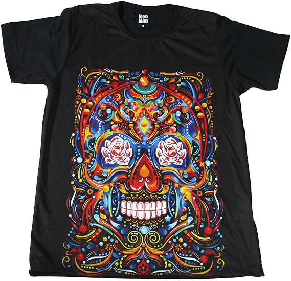 Amazon バラ カラフル ドクロ スカル ガイコツ 骸骨 ストリート系 スケーター おもしろtシャツ メンズtシャツ半袖 並行輸入品 Tシャツ カットソー 通販