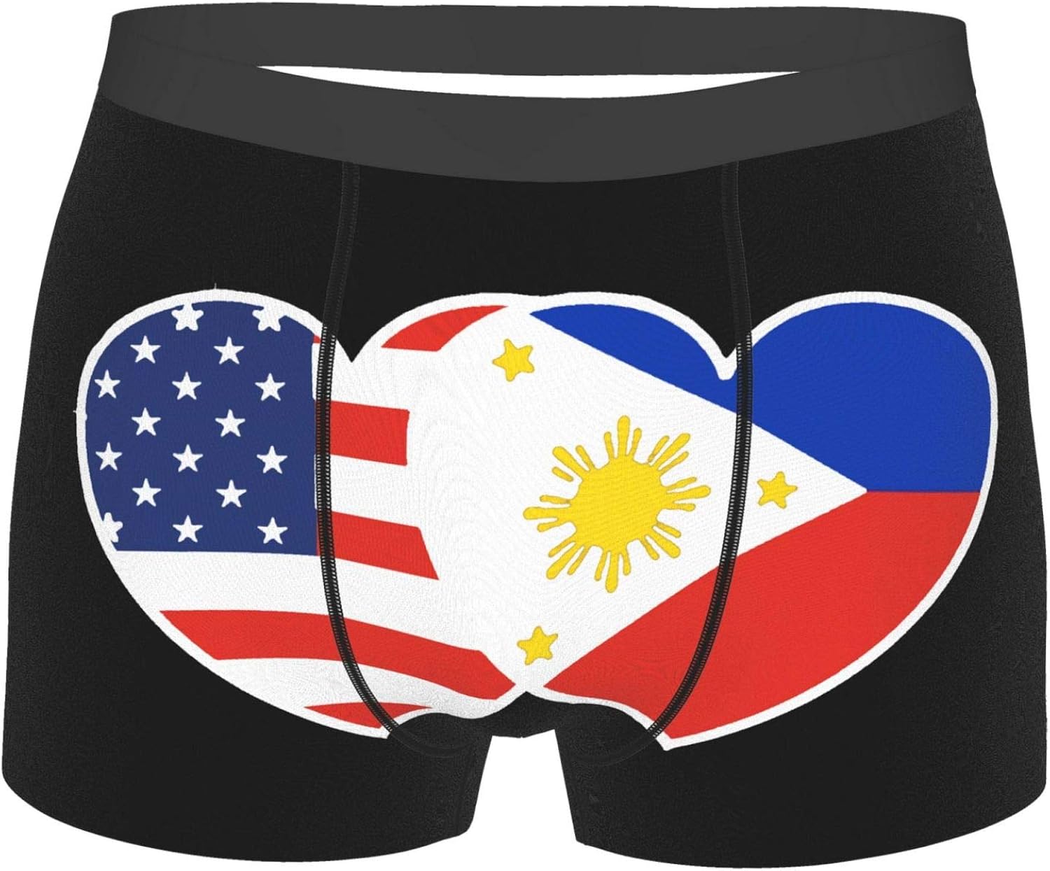 USA American Flag And Filipino Philippines Flag Men's Breathable Boxer