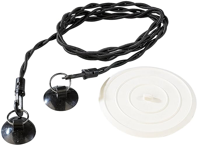 infactory Abflussstöpsel: 2er-Set: Camping- & Reise-Wäscheleine, klammerlos & Universal-Stöpsel (Camping-Wäscheleine mit Saug