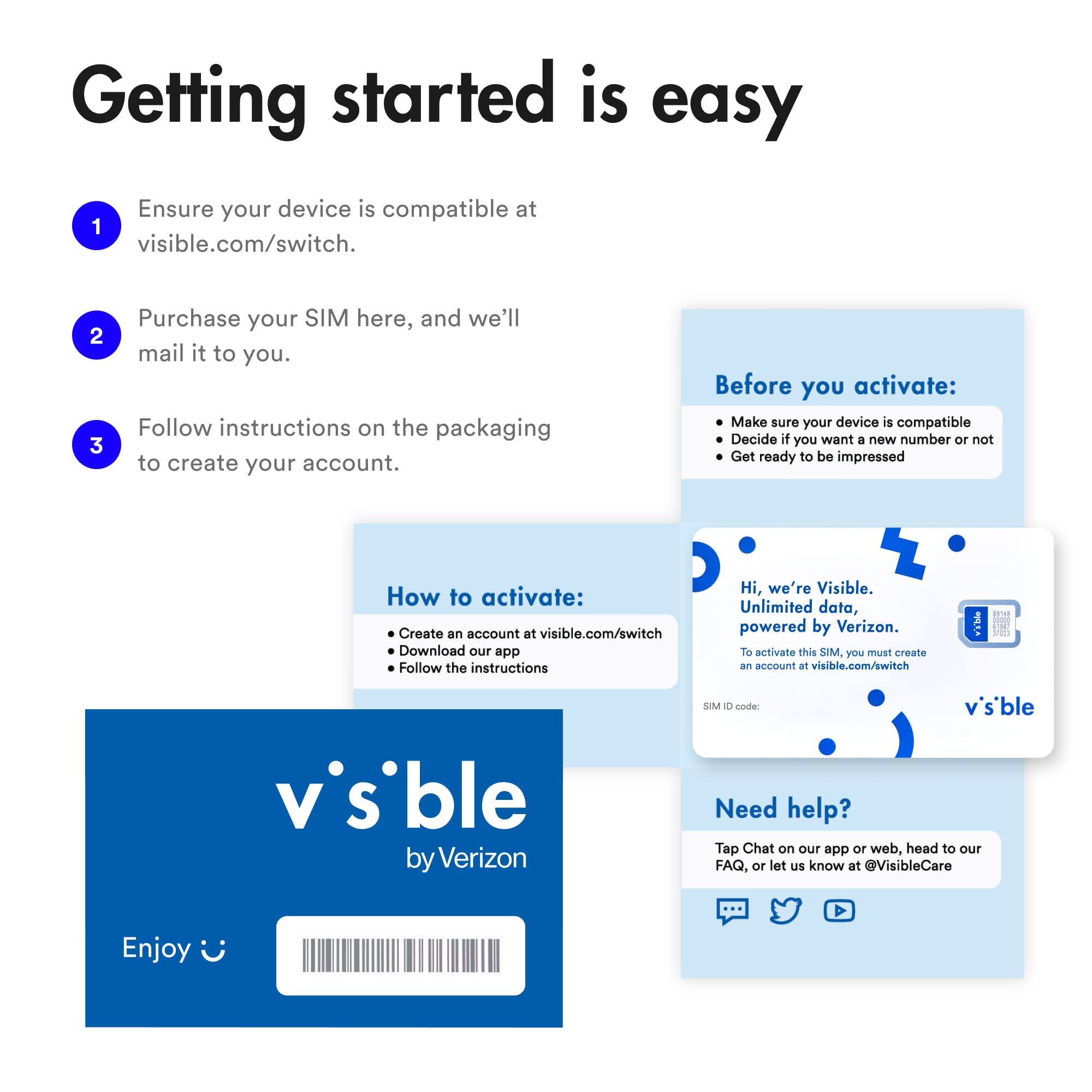 Visible Wireless BYOD SIM Card | Choose Your Unlimited Data Prepaid Cell Plan