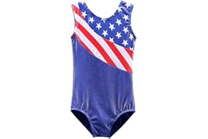 BAOHULU Gymnastics Leotards for Toddler Girls Patriotic Sparkle Red Blue Athletic Dancewear