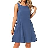 Seta T Women's Linen Dresses Summer Sleeveless Sundress Casual Loose Flowy Mini Tank Beach Dress with Pockets