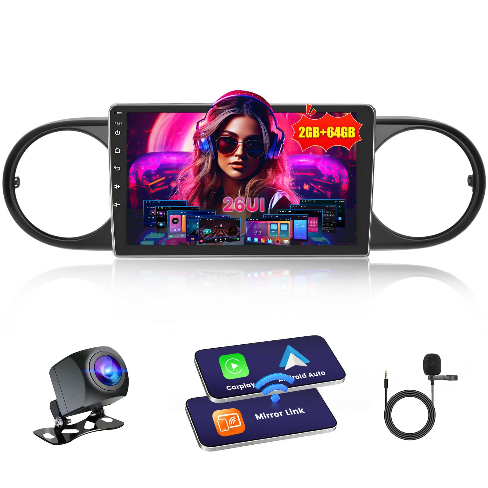 Photo 1 of Inefala [2+64GB] Car Stereo for Toyota Scion xB 2007-2019 with Wireless Carplay Android Auto, 9 Inch HD Touchscreen with GPS WiFi Bluetooth FM/RDS Radio EQ SWC 26UI Canbus Backup Camera MIC