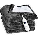 Medical king Heated Blanket, Machine Washable Extremely Soft & Comfortable Electric Blanket Throw Fast Heating with Hand Controller 10 Heating Settings & auto Shut-Off (Gray, 50 x 60)