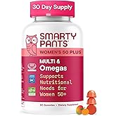 SmartyPants Multivitamin Gummy for Women 50 and Over, Omega 3 (DHA/EPA), Methylfolate, CoQ10, Vitamin D3, C, Vitamin B12, B6, A, K, Biotin, Gluten Free, 90 Count (30 Day Supply)