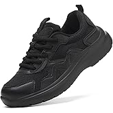 Xinshdi Womens' Non Slip Work Shoes Food Service Kitchen Chef's Restaurant Lace Up Walking Lightweight and Comfortable Care Non Slip Shoes, Black