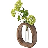 Modern Wooden Glass Test Tube Vase - Desk Plant Decor, Suitable for Home and Office Use