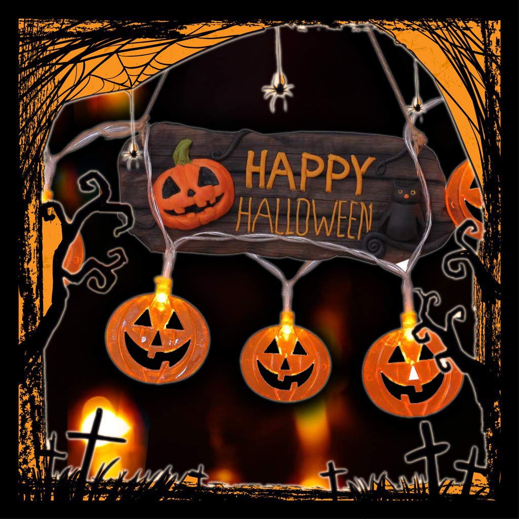 Home Decoration EFGTEK Halloween 20LED Pumpkin String Lights 3D Halloween Orange Pumpkin Lights Decor for Outdoor Garden Party Yard Patio Xmas Tree