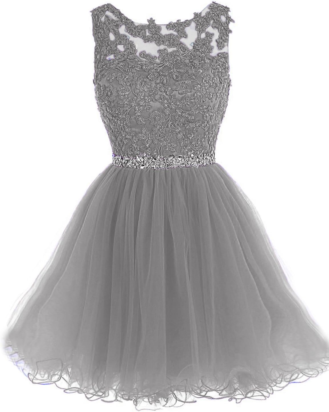 anmor Women's Beading Bodice Short Tulle Homecoming Dresses Prom Gowns