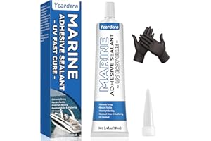 YEARDERA 3.38 oz Marine Adhesive Sealant White, Marine Silicone Sealant Permanent, Marine Glue Waterproof, High Bond Strength, Fast Cure, UV Resistant, Above & Below Waterline