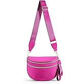 hibear Nylon Bum Bags for Women Crossbody Spacious Checkered Crossbody Bag Large fanny packs for women Belt Purse (rosered)